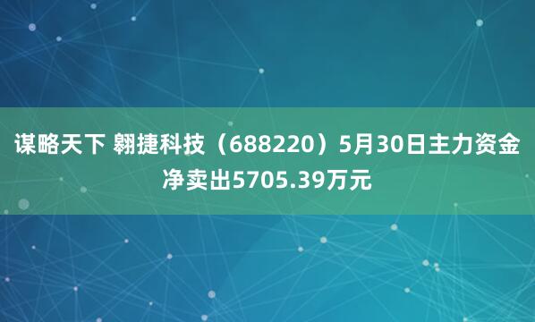 谋略天下 翱捷科技（688220）5月30日主力资金净卖出5705.39万元