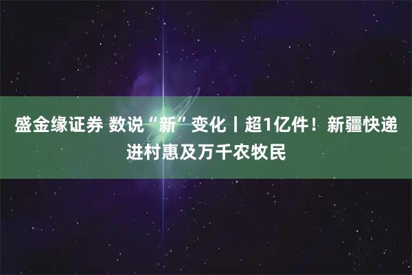 盛金缘证券 数说“新”变化丨超1亿件！新疆快递进村惠及万千农牧民